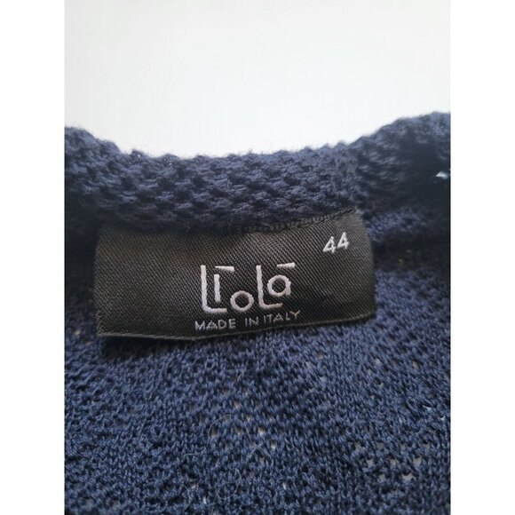 Liola Blue Tight Knit Long Sleeve Button Down Cardigan Size 44 (10) Vintage - Picture 7 of 10